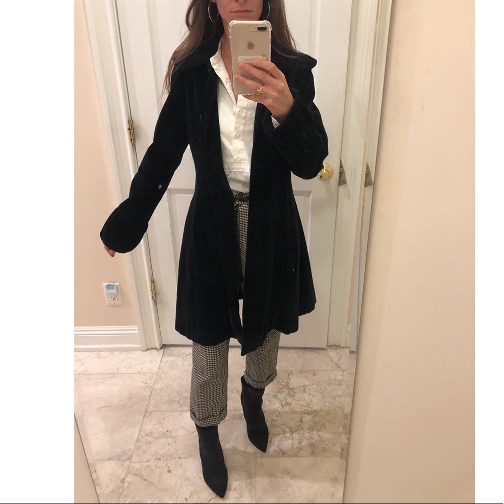Anthropologie Odille long coat, black velvet coat